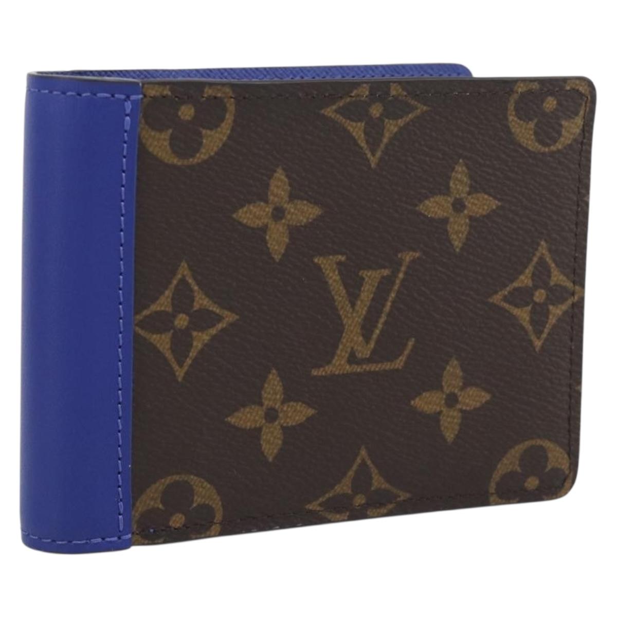 LOUIS VUITTON Monogram Macassar Portefeuille Multipull Wallet Blue Auth 192469M