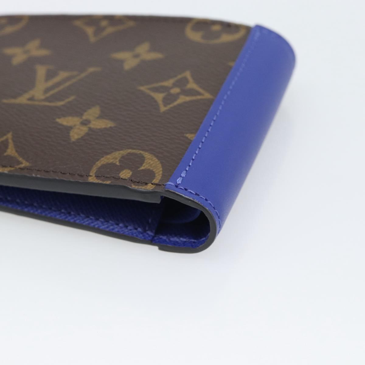 LOUIS VUITTON Monogram Macassar Portefeuille Multipull Wallet Blue Auth 192469M
