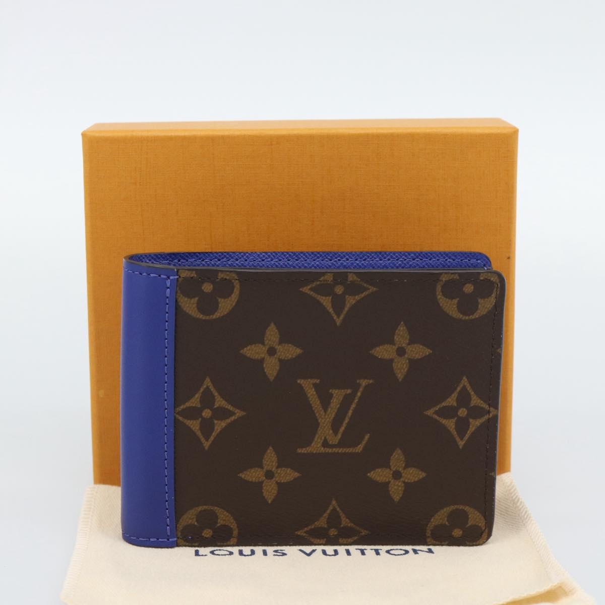 LOUIS VUITTON Monogram Macassar Portefeuille Multipull Wallet Blue Auth 192469M