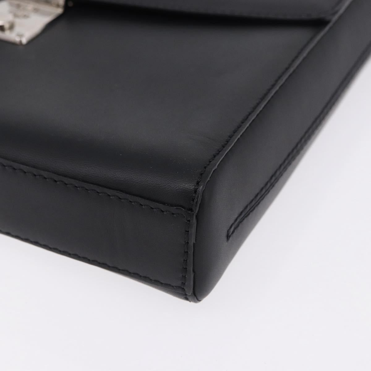 LOEWE Anagram Hand Bag Leather Black Silver Auth 192474V
