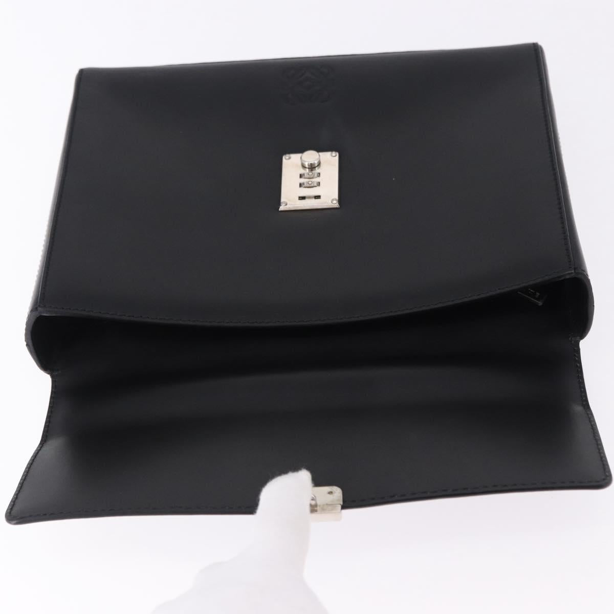 LOEWE Anagram Hand Bag Leather Black Silver Auth 192474V