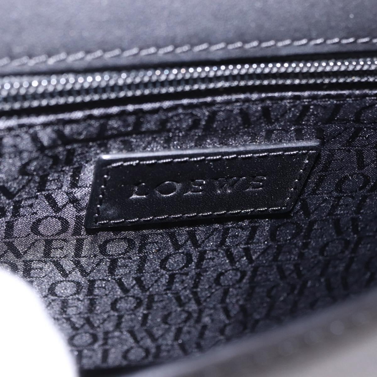 LOEWE Anagram Hand Bag Leather Black Silver Auth 192474V