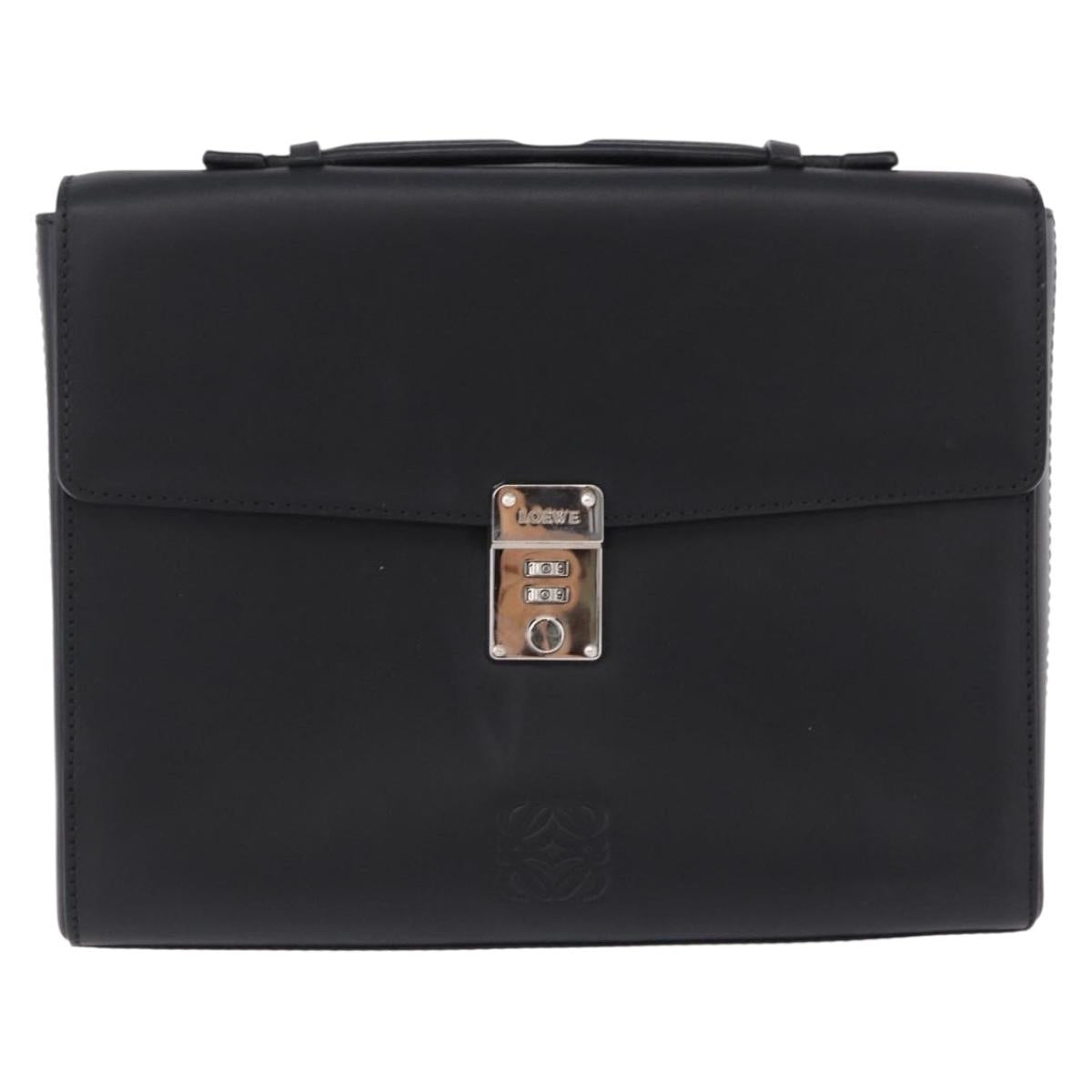 LOEWE Anagram Hand Bag Leather Black Silver Auth 192474V