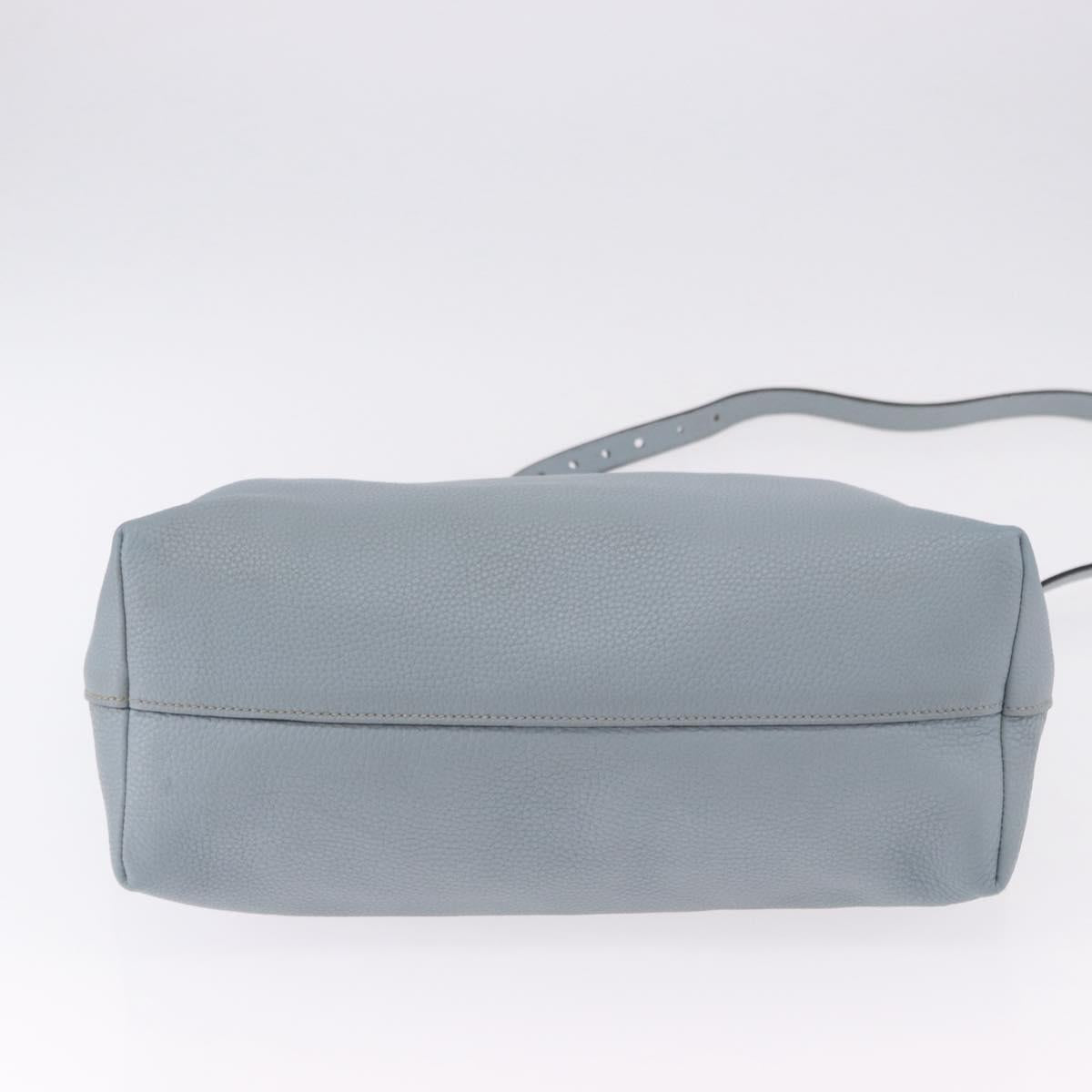 PRADA Tote Bag Leather 2way Light Blue Gold Auth 192481A