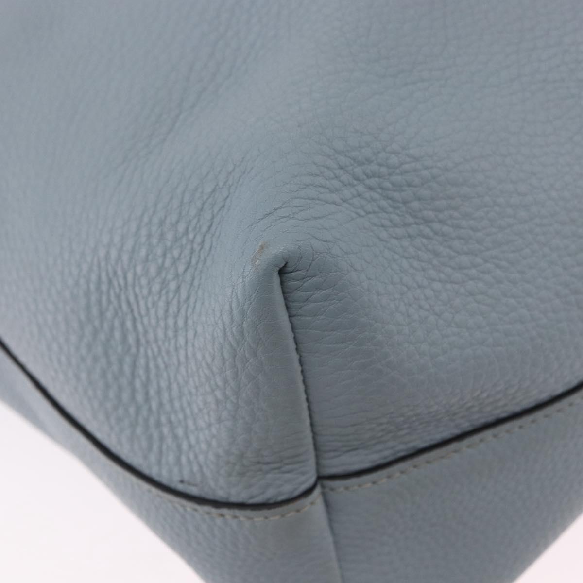 PRADA Tote Bag Leather 2way Light Blue Gold Auth 192481A