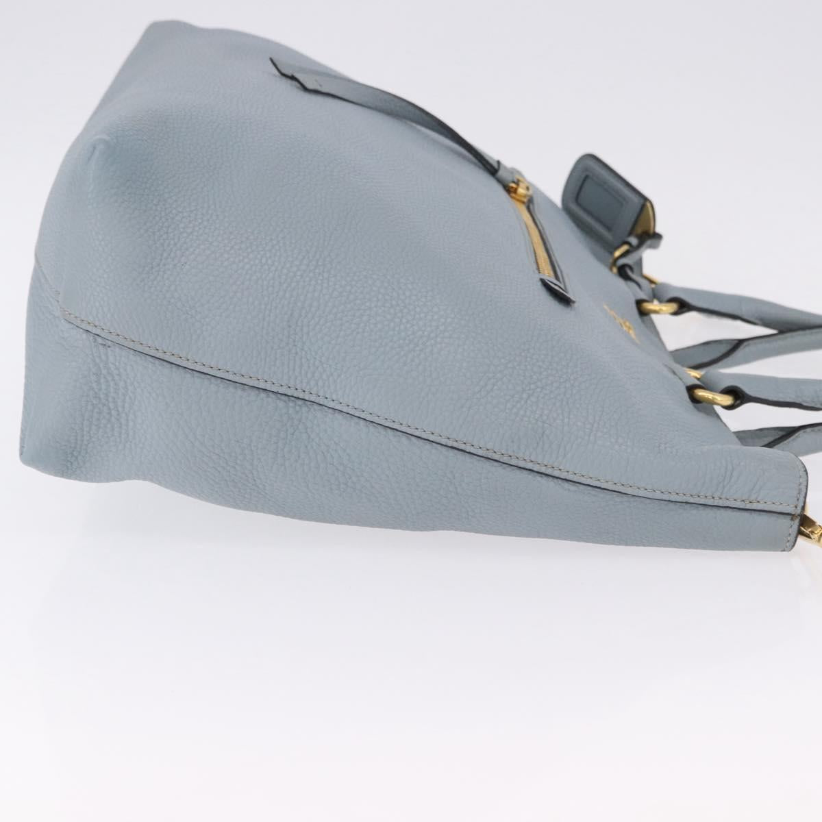 PRADA Tote Bag Leather 2way Light Blue Gold Auth 192481A