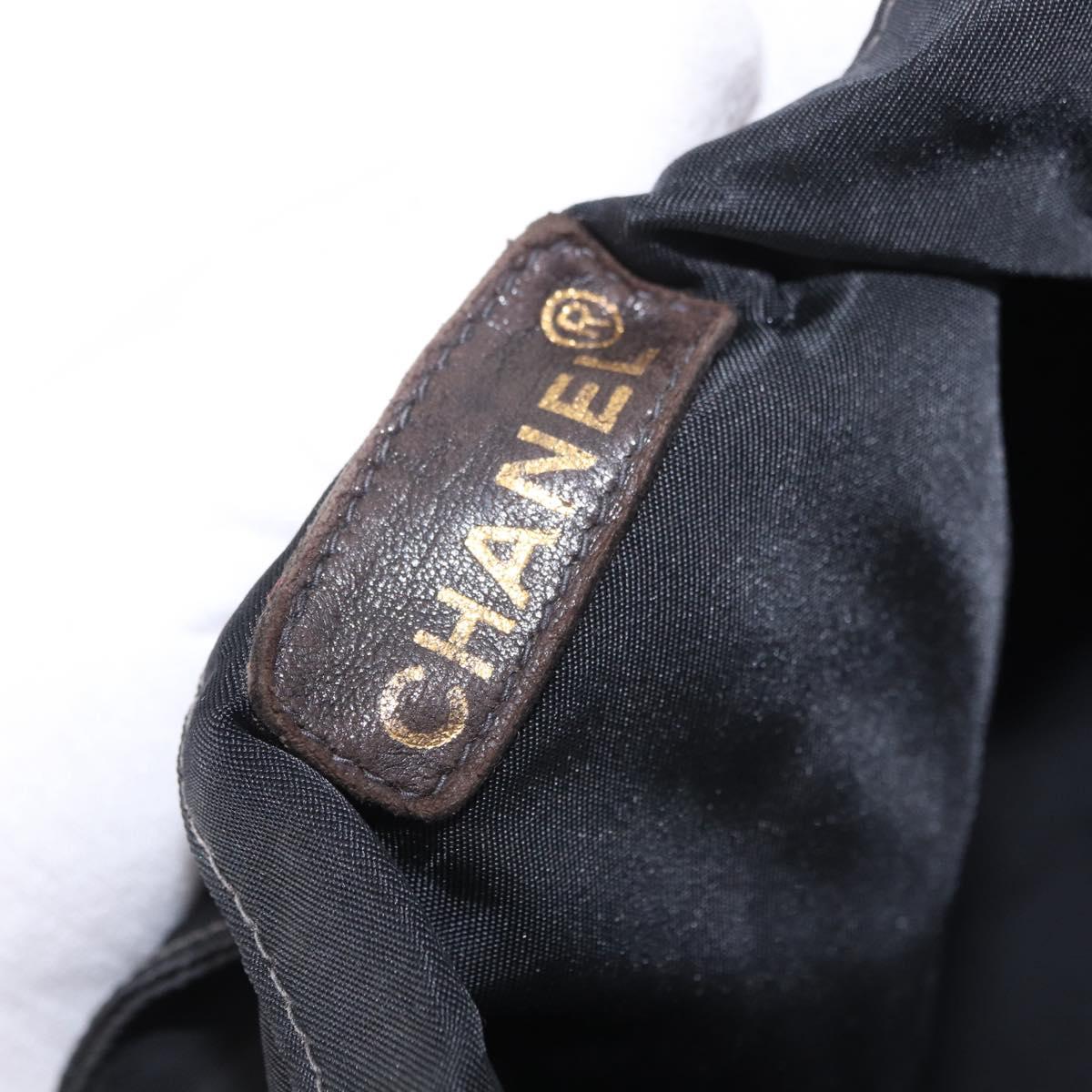 CHANEL Tote Bag Nylon Black Gold CC Auth 192486A