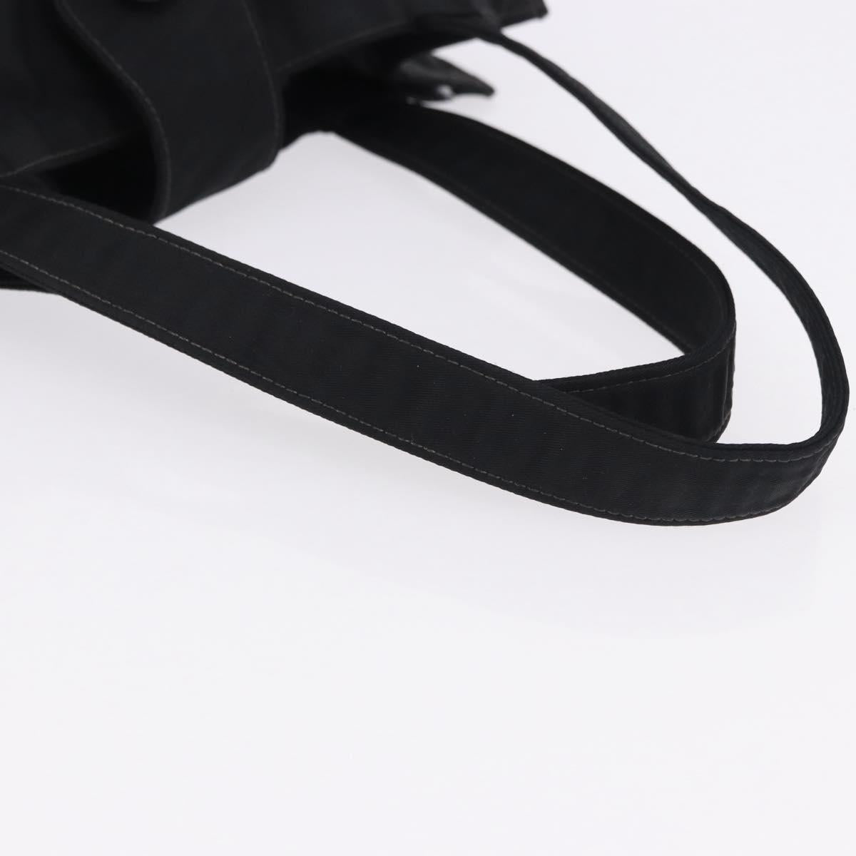 CHANEL Tote Bag Nylon Black Gold CC Auth 192486A