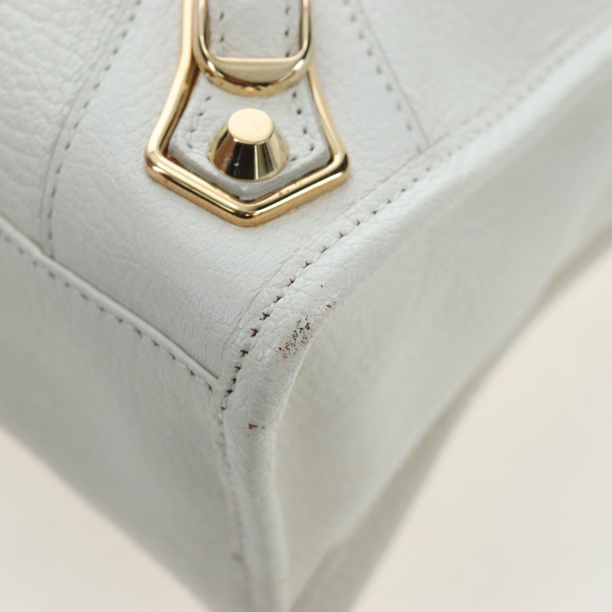 BALENCIAGA Classic Metallic Edge City Bag Leather 2way White 432831 Auth 192488M