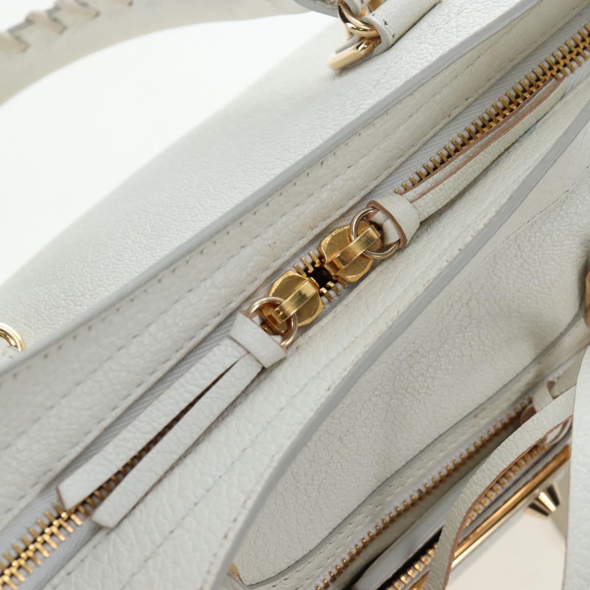 BALENCIAGA Classic Metallic Edge City Bag Leather 2way White 432831 Auth 192488M