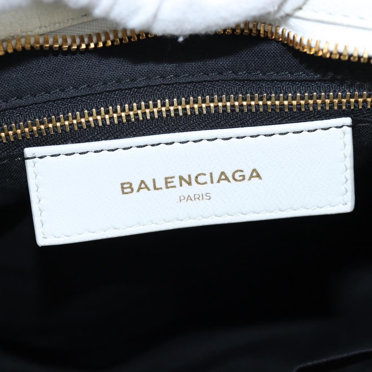 BALENCIAGA Classic Metallic Edge City Bag Leather 2way White 432831 Auth 192488M