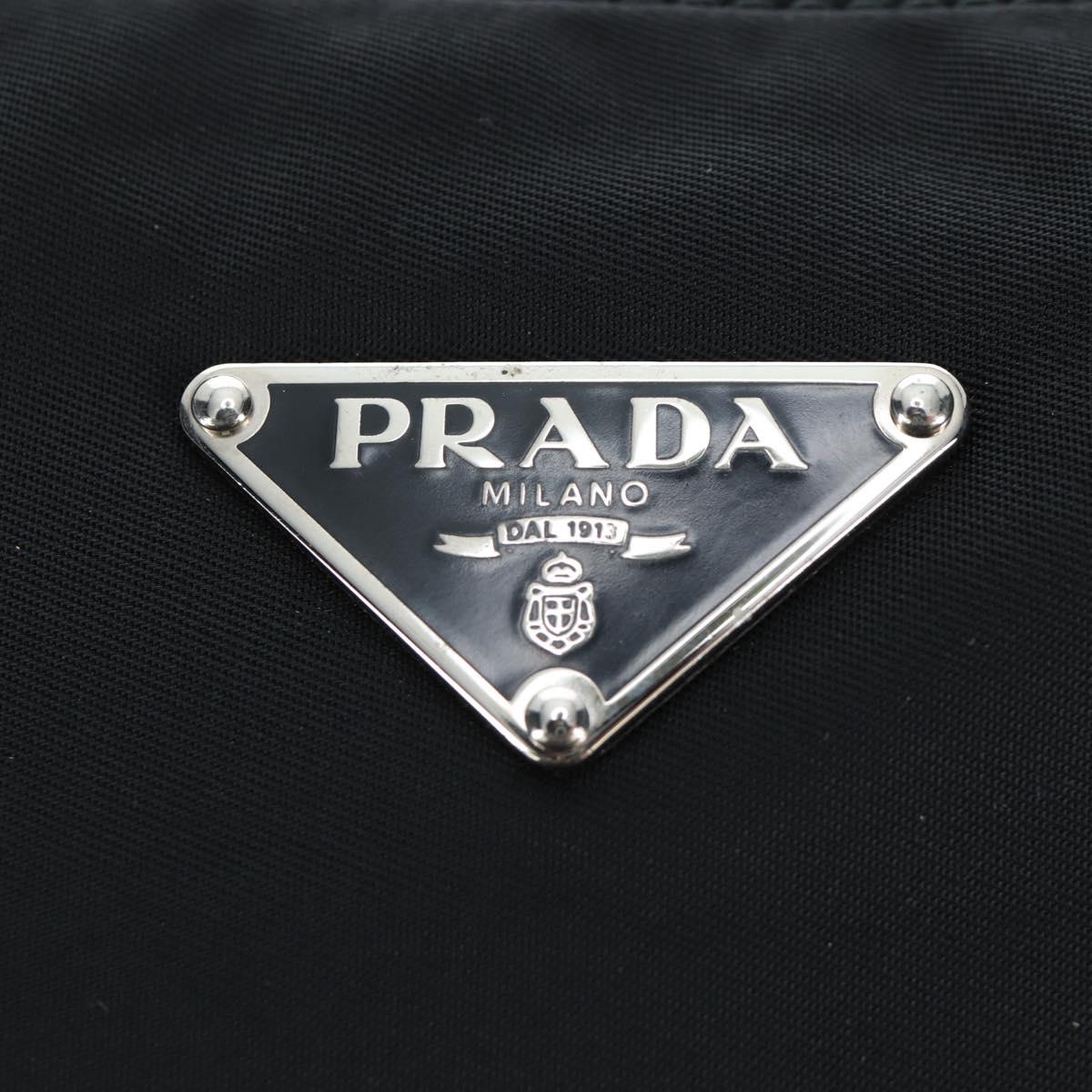 PRADA Shoulder Bag Nylon Black Silver Auth 192490V