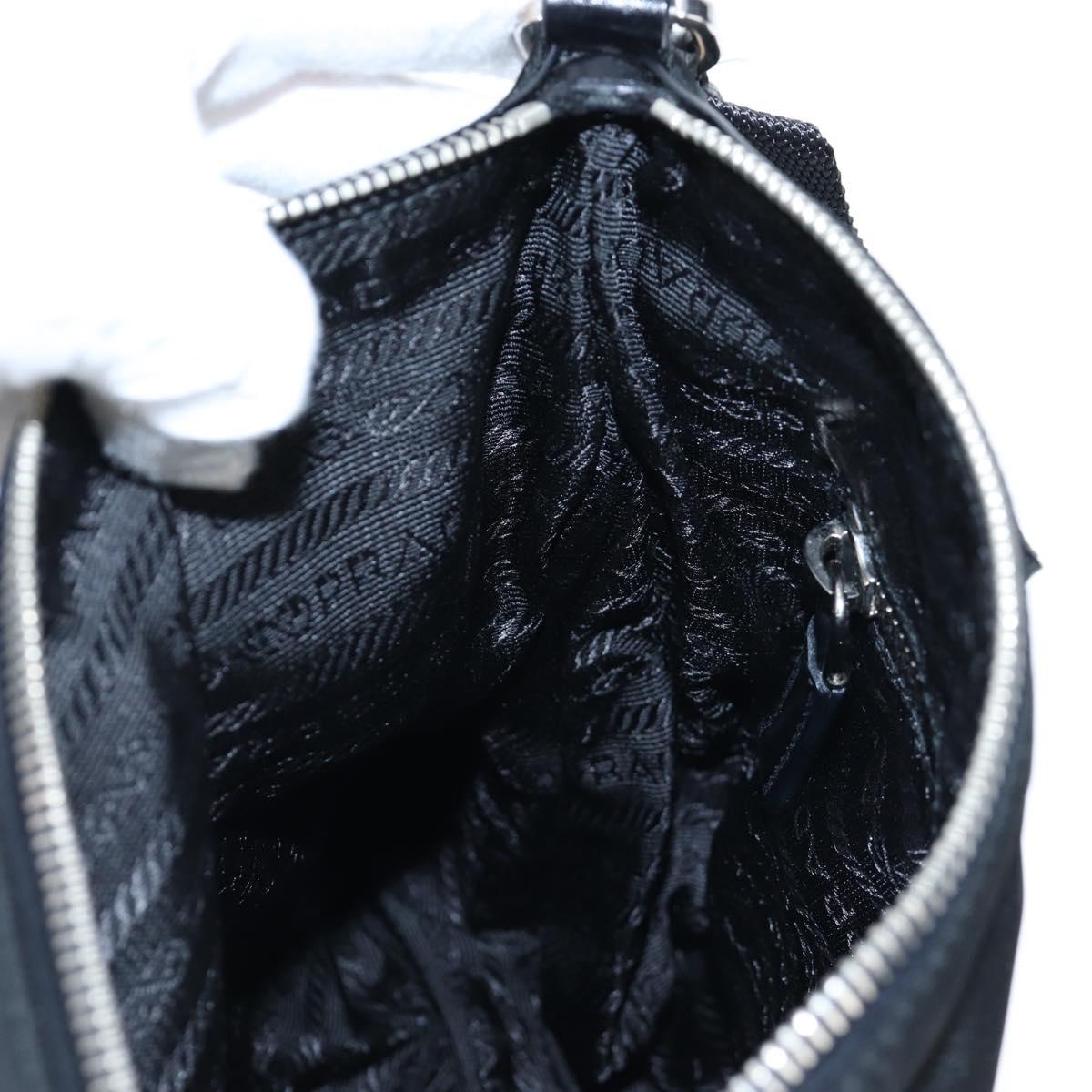 PRADA Shoulder Bag Nylon Black Silver Auth 192490V