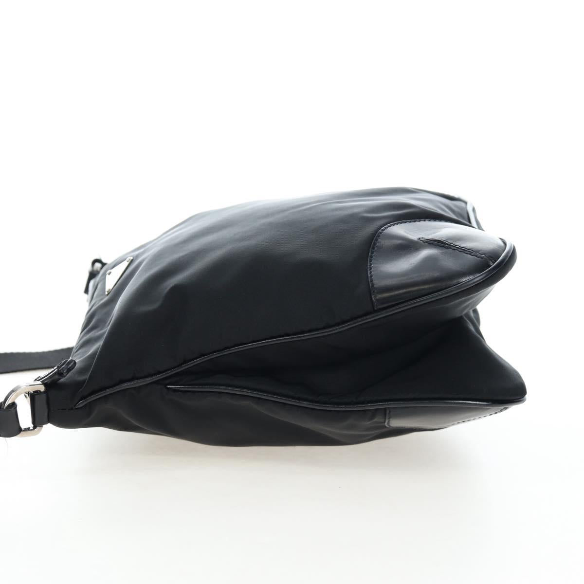 PRADA Shoulder Bag Nylon Black Silver Auth 192490V