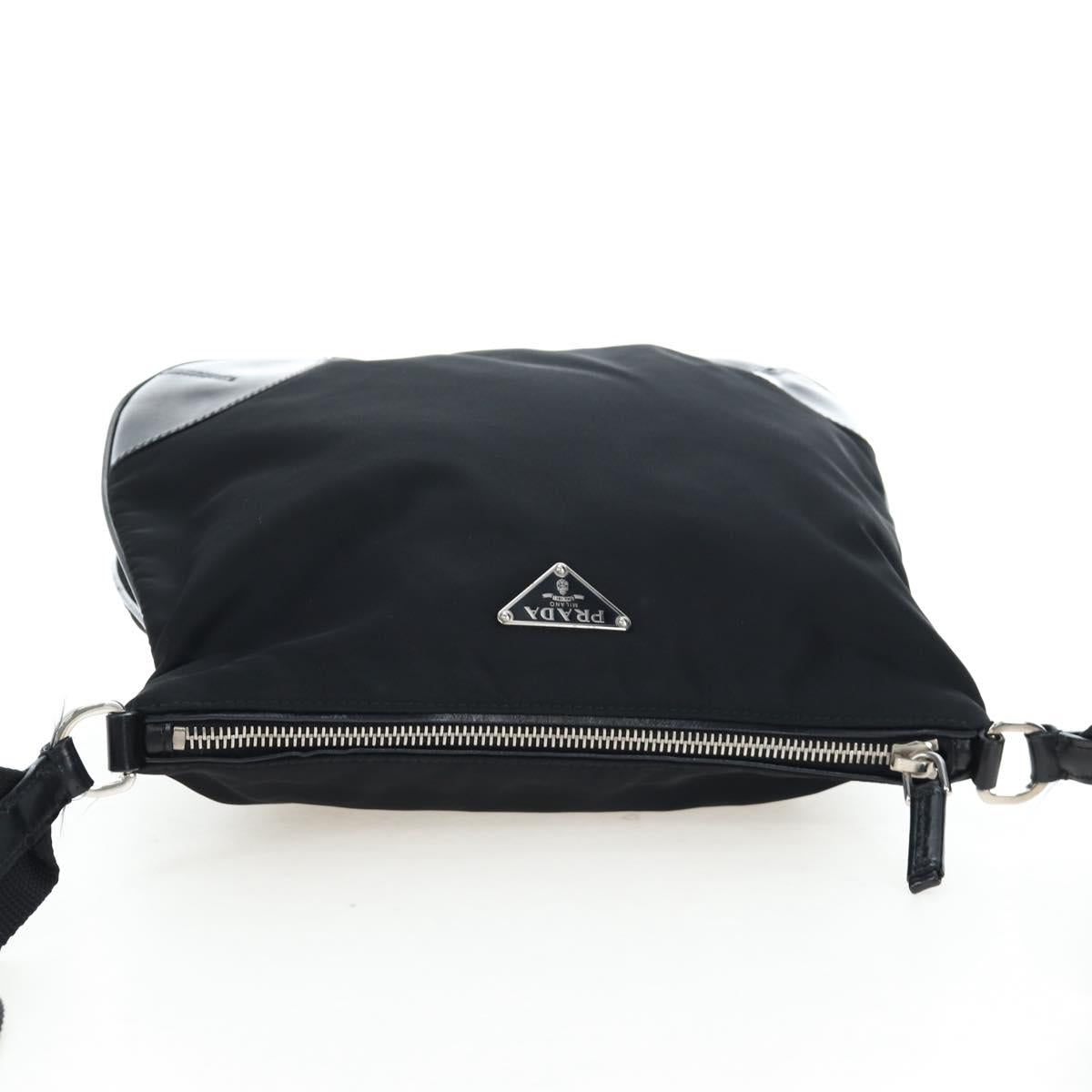 PRADA Shoulder Bag Nylon Black Silver Auth 192490V