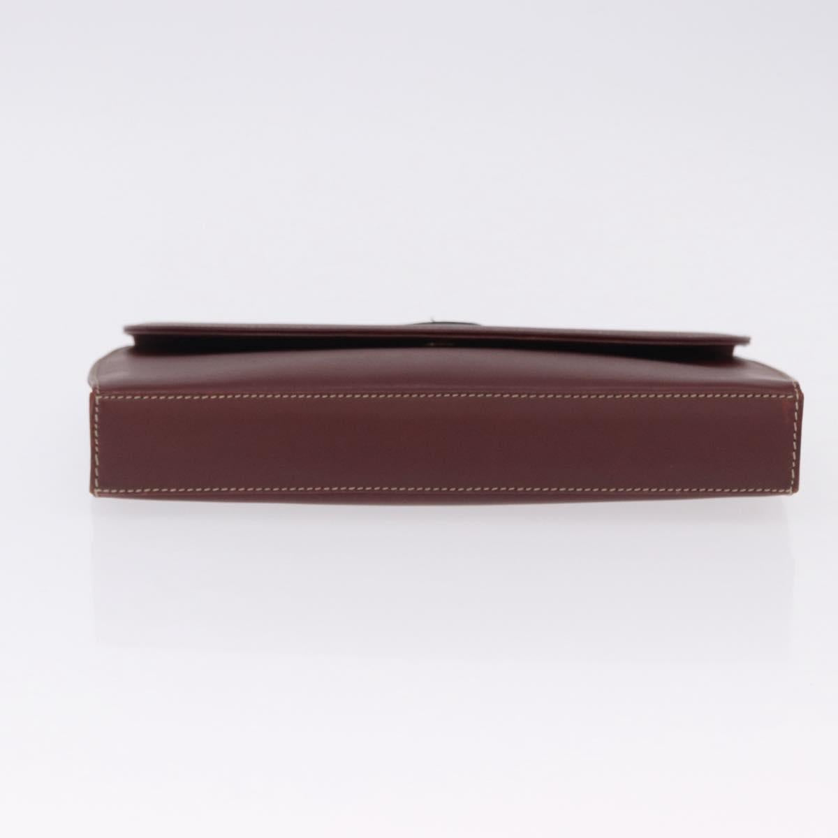 CARTIER Must Line Clutch Bag Leather Bordeaux Gold Auth 192492