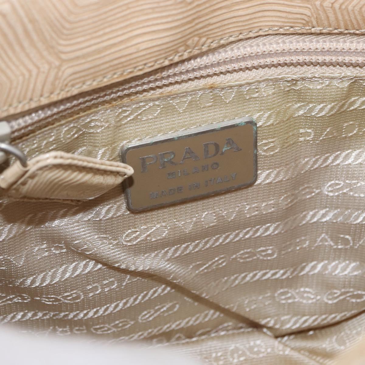 PRADA Hand Bag Tartaruga Embossed Leather Ivory Silver Auth 192493A