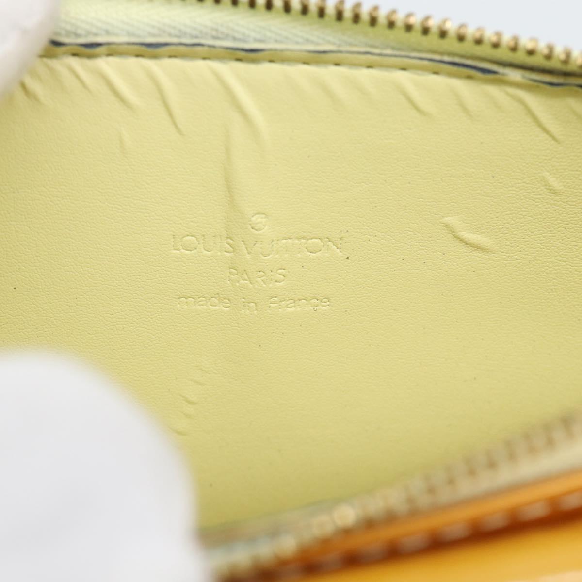 LOUIS VUITTON Monogram Vernis Motto Pouch Lime Yellow M91059 LV Auth 192499