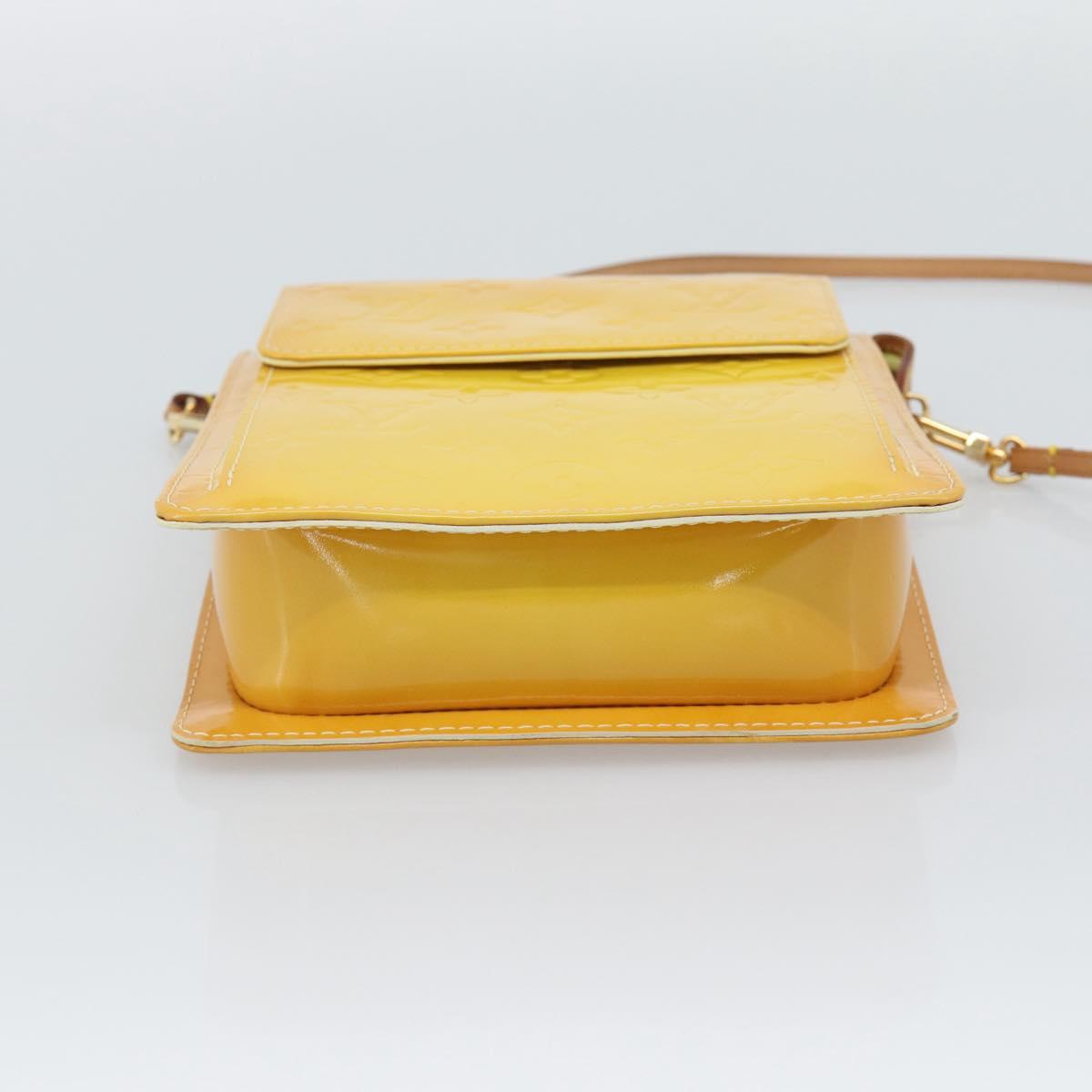 LOUIS VUITTON Monogram Vernis Motto Pouch Lime Yellow M91059 LV Auth 192499