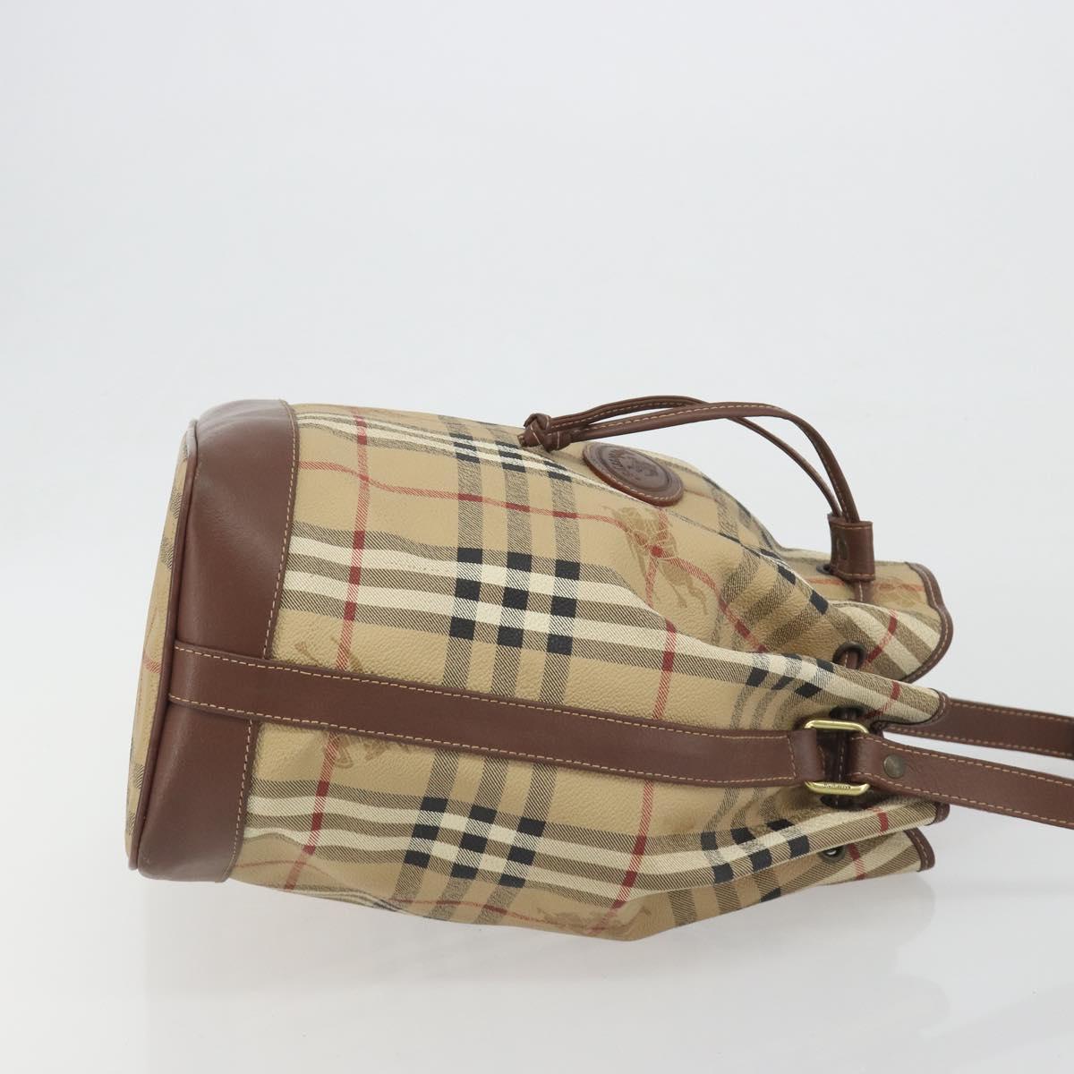 Burberrys Nova Check purse Shoulder Bag PVC Beige Gold Auth 192502
