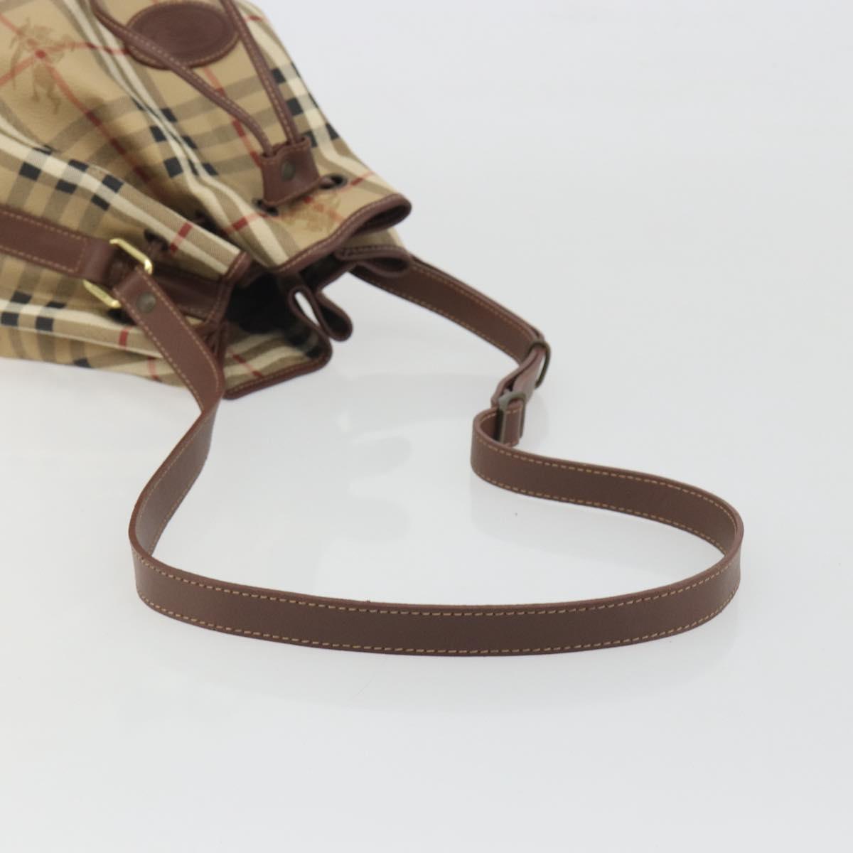 Burberrys Nova Check purse Shoulder Bag PVC Beige Gold Auth 192502