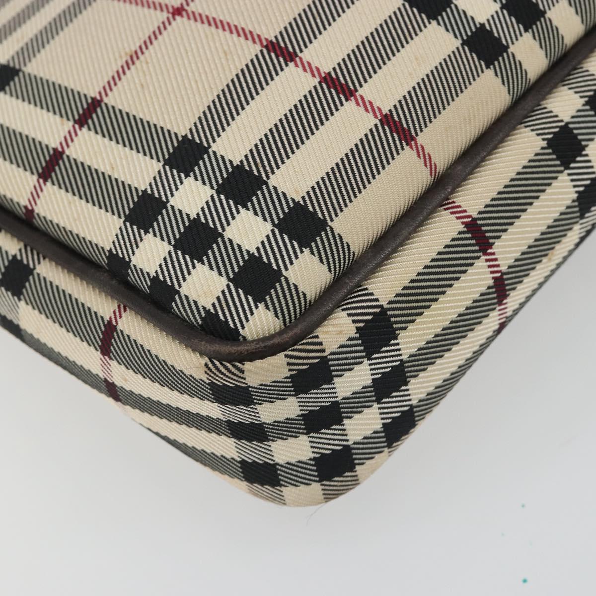 BURBERRY Nova Check Shoulder Bag Canvas Beige Silver Auth 192504