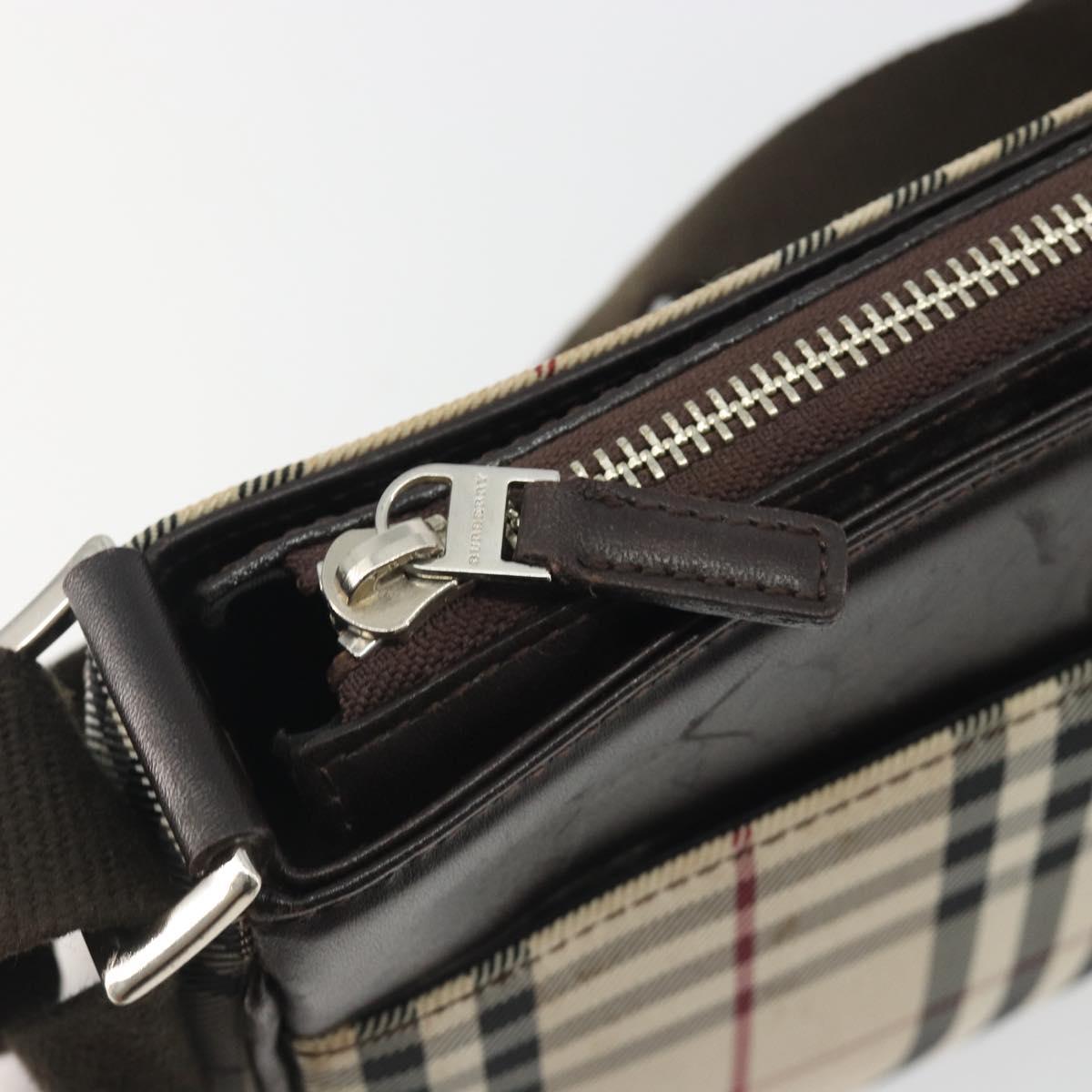 BURBERRY Nova Check Shoulder Bag Canvas Beige Silver Auth 192504