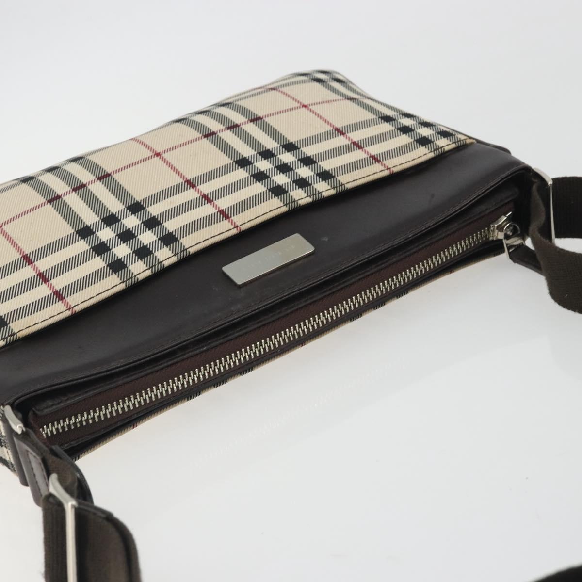 BURBERRY Nova Check Shoulder Bag Canvas Beige Silver Auth 192504