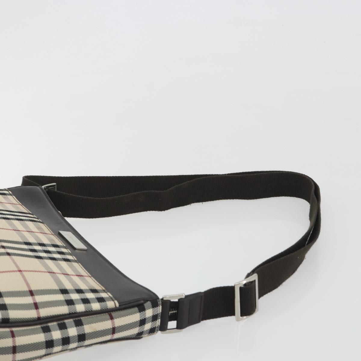 BURBERRY Nova Check Shoulder Bag Canvas Beige Silver Auth 192504