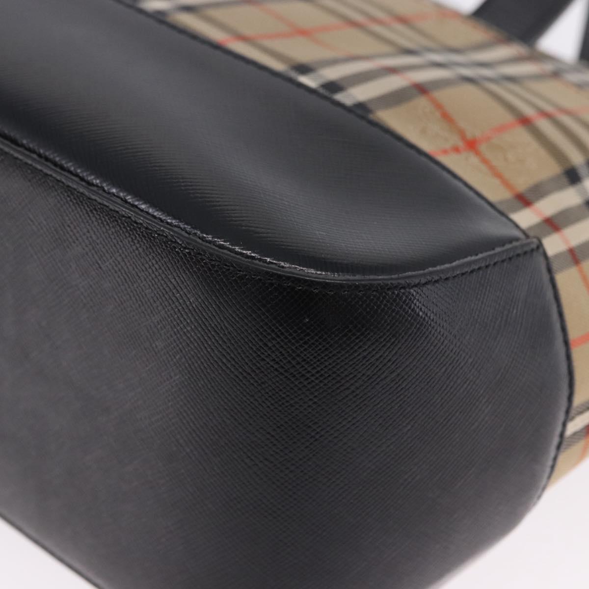 BURBERRY Nova Check Hand Bag Canvas Beige Gold Auth 192505