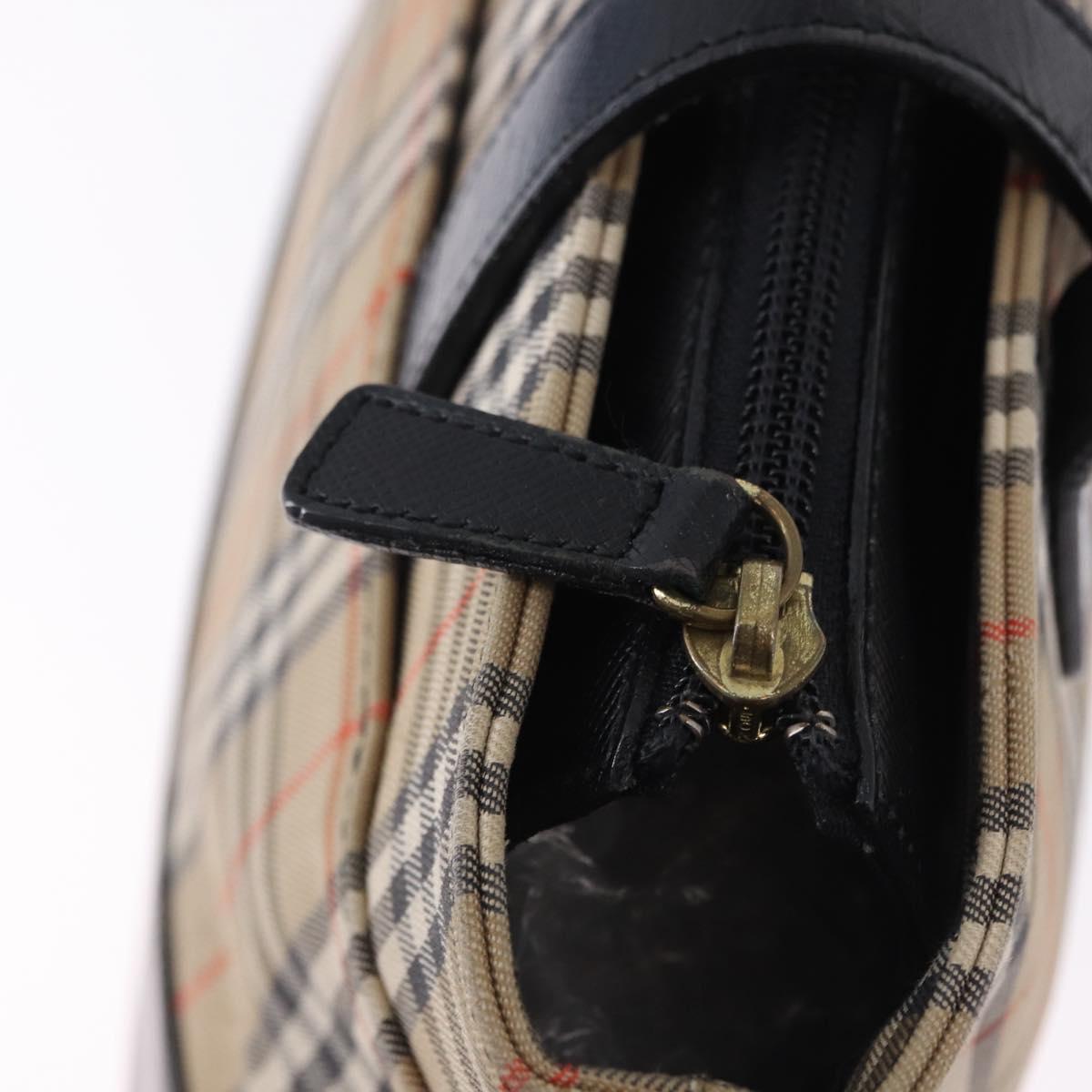 BURBERRY Nova Check Hand Bag Canvas Beige Gold Auth 192505