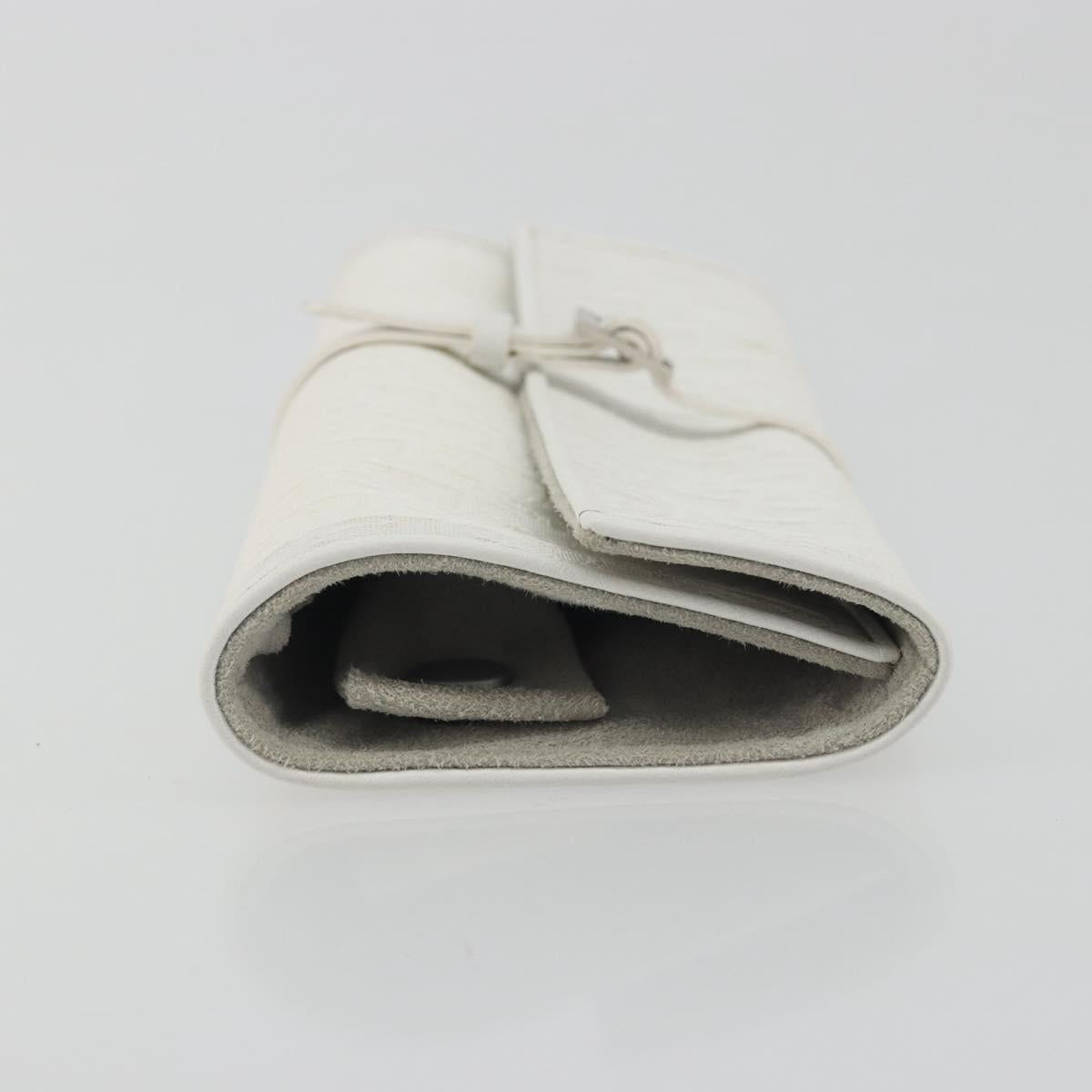 Christian Dior Trotter Canvas Roll Up Pouch White Silver Auth 192517A