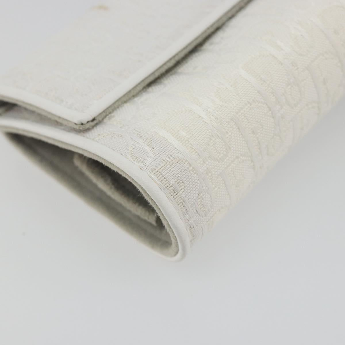 Christian Dior Trotter Canvas Roll Up Pouch White Silver Auth 192517A
