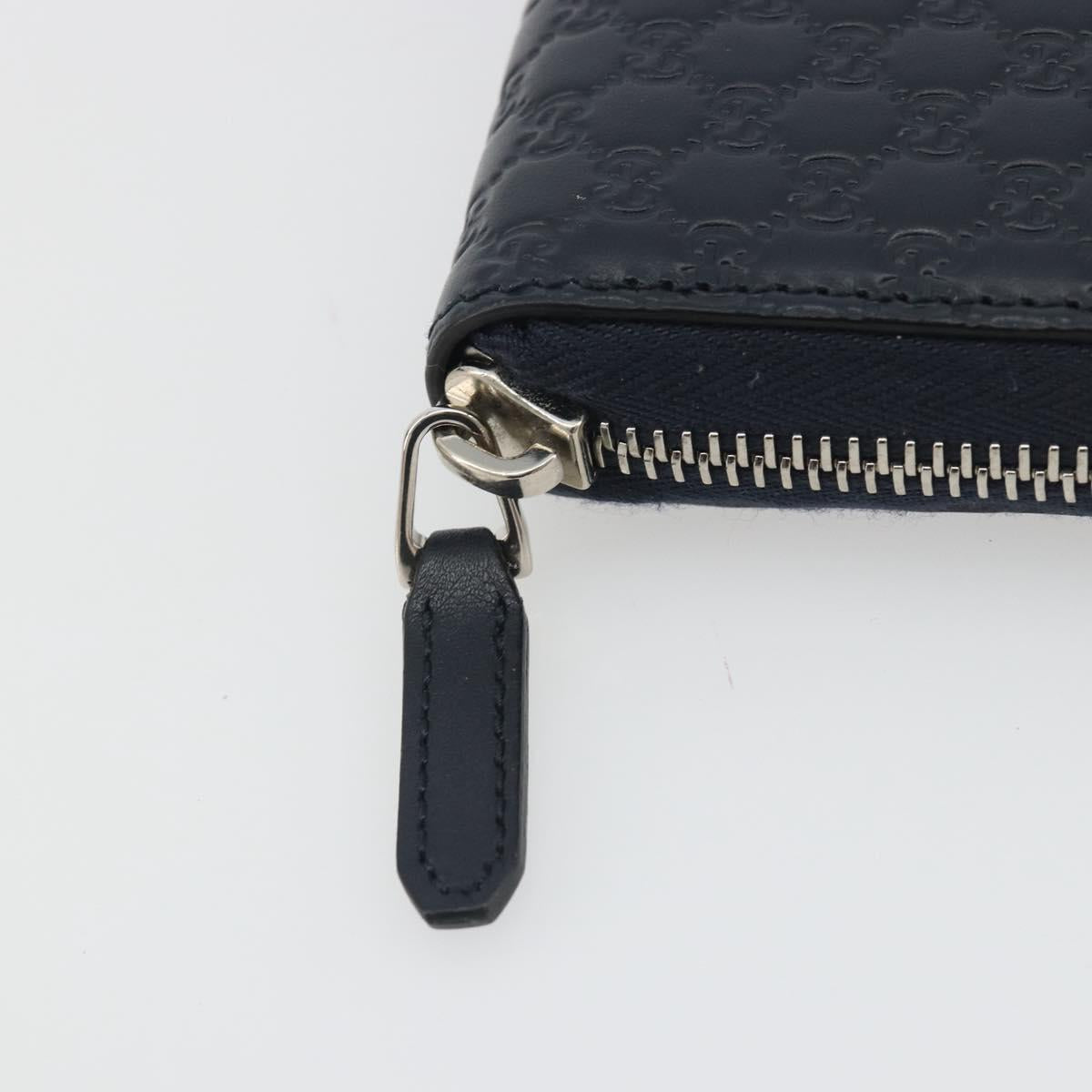 GUCCI Micro GG Canvas Guccissima Wallet Leather Navy Silver 544473 Auth 192518A
