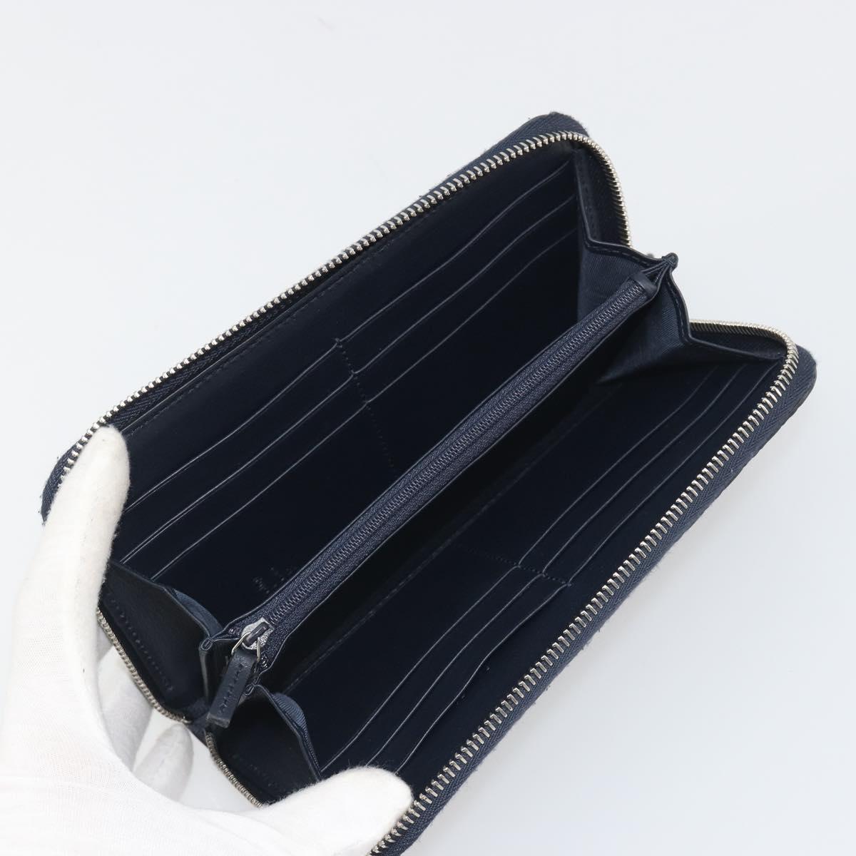 GUCCI Micro GG Canvas Guccissima Wallet Leather Navy Silver 544473 Auth 192518A