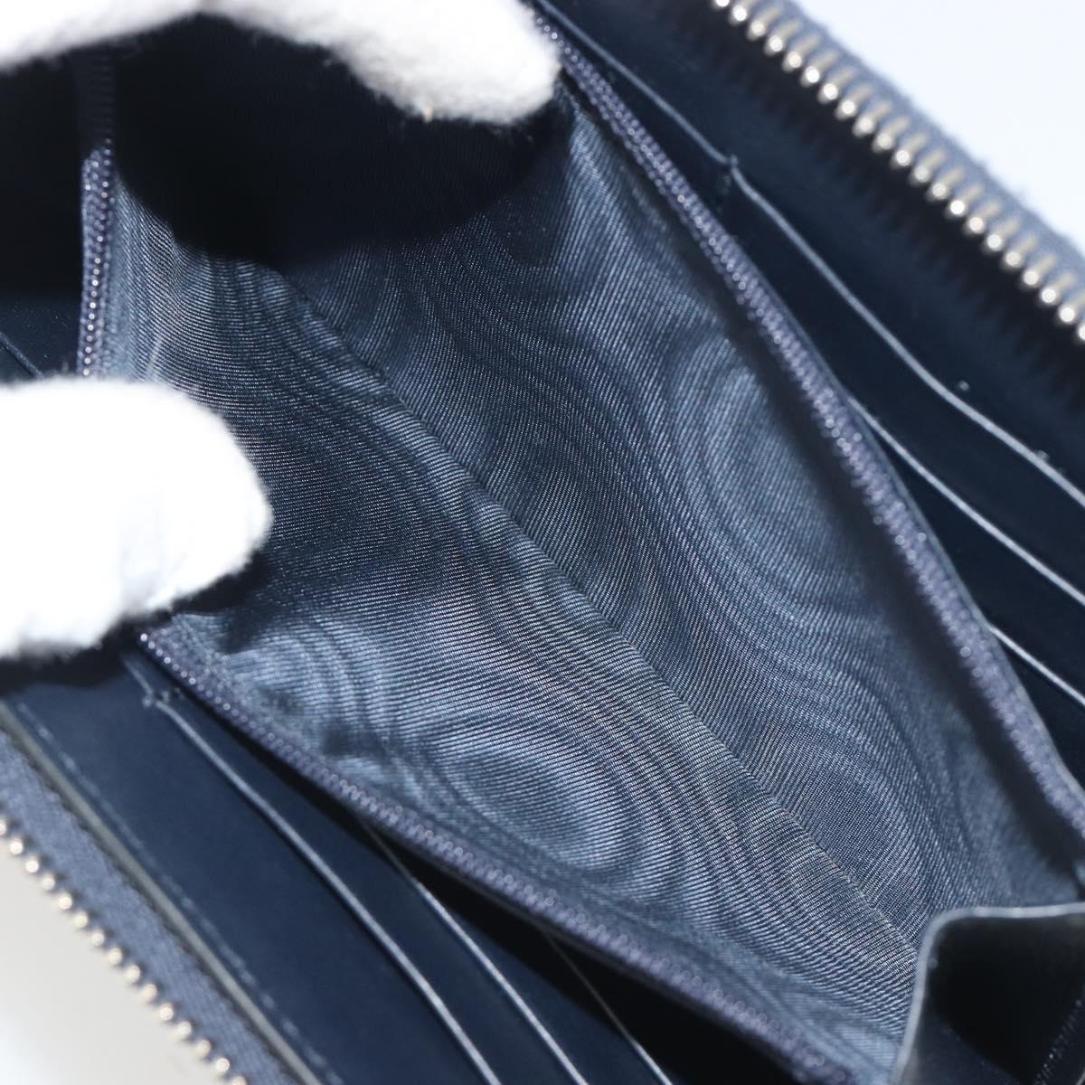 GUCCI Micro GG Canvas Guccissima Wallet Leather Navy Silver 544473 Auth 192518A