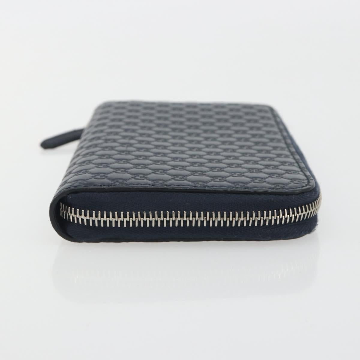 GUCCI Micro GG Canvas Guccissima Wallet Leather Navy Silver 544473 Auth 192518A