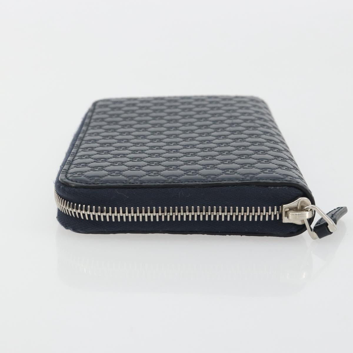 GUCCI Micro GG Canvas Guccissima Wallet Leather Navy Silver 544473 Auth 192518A