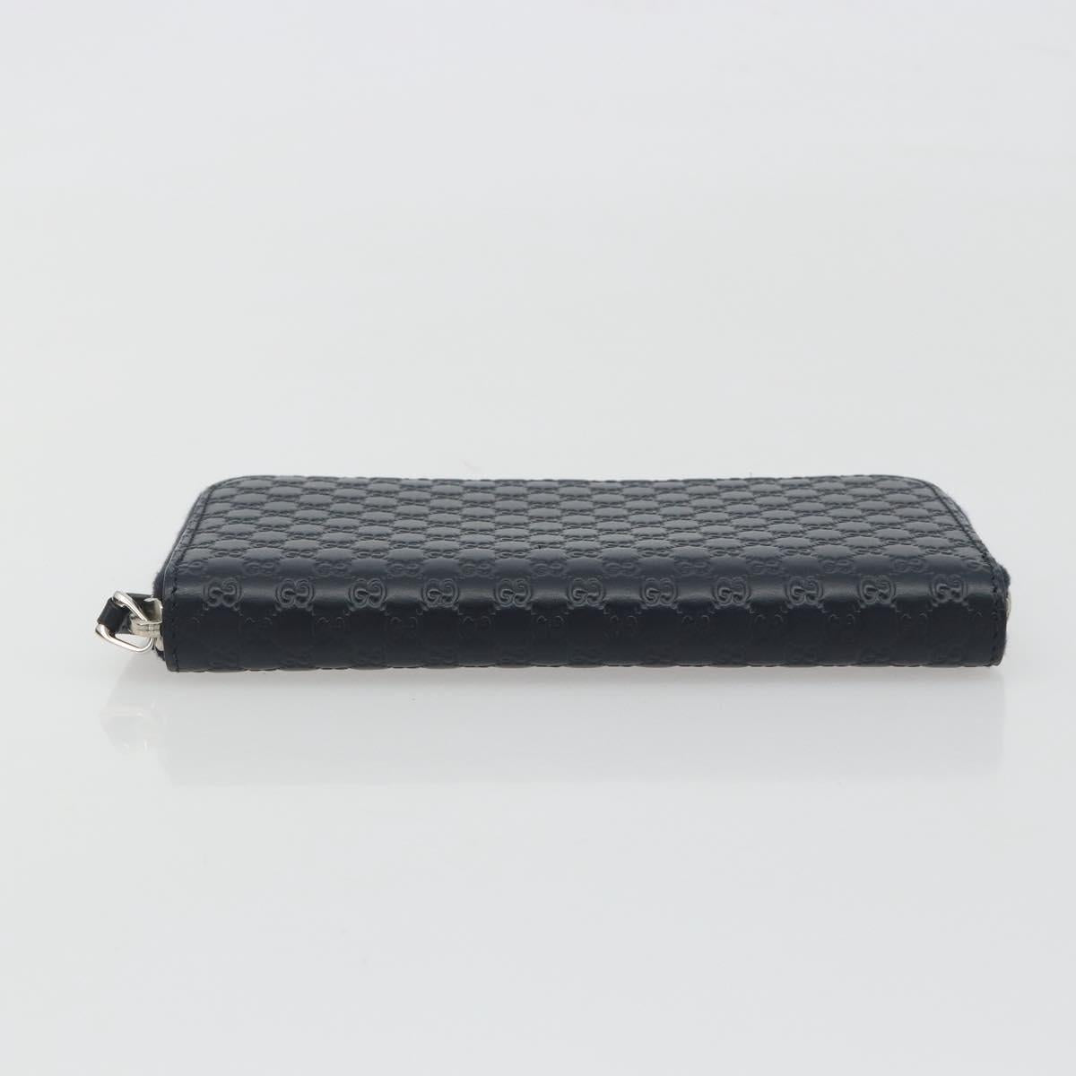 GUCCI Micro GG Canvas Guccissima Wallet Leather Navy Silver 544473 Auth 192518A