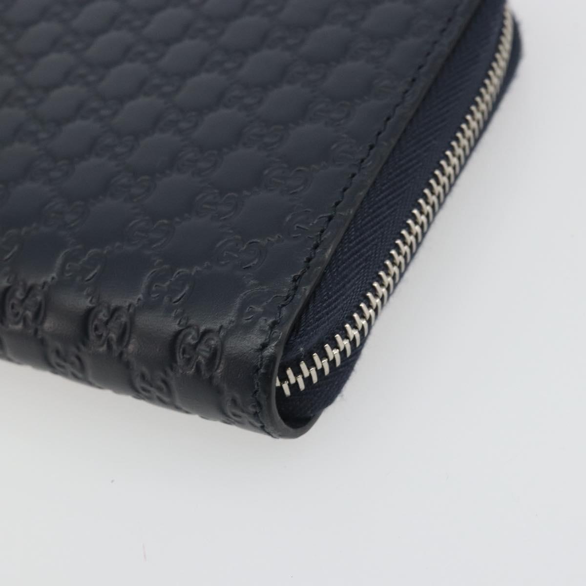 GUCCI Micro GG Canvas Guccissima Wallet Leather Navy Silver 544473 Auth 192518A