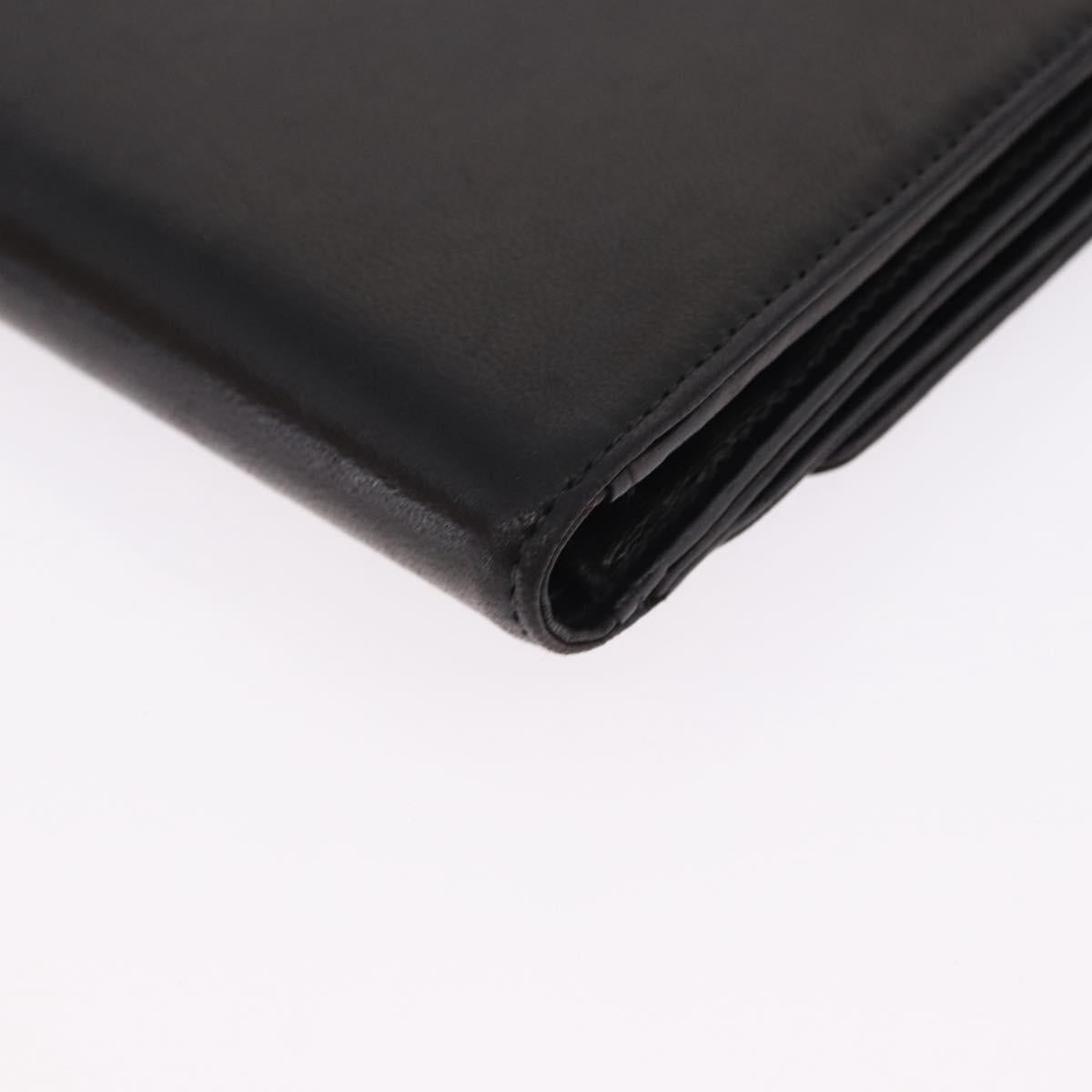CHANEL Trifold Wallet Lamb Skin Black Gold CC Auth 192521V