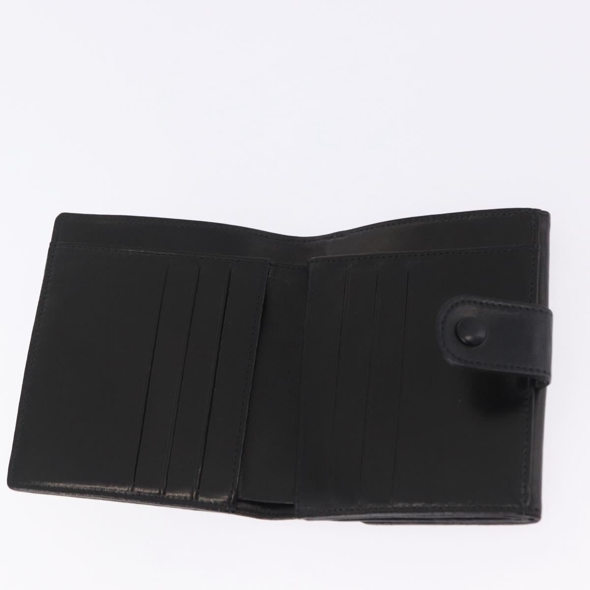 CHANEL Trifold Wallet Lamb Skin Black Gold CC Auth 192521V