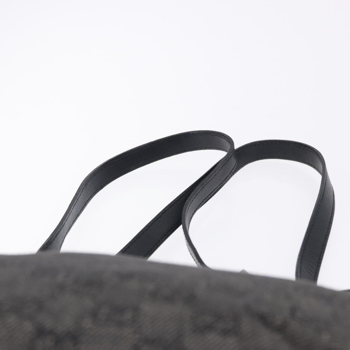 GUCCI GG Canvas Tote Bag Black Silver 31244 Auth 192522