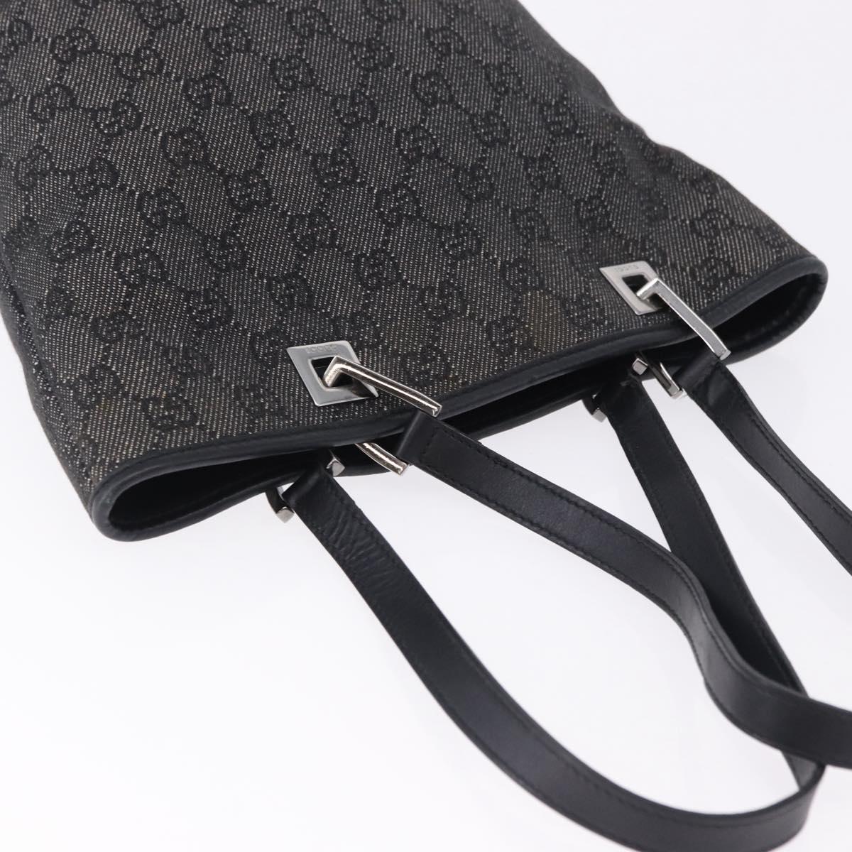 GUCCI GG Canvas Tote Bag Black Silver 31244 Auth 192522