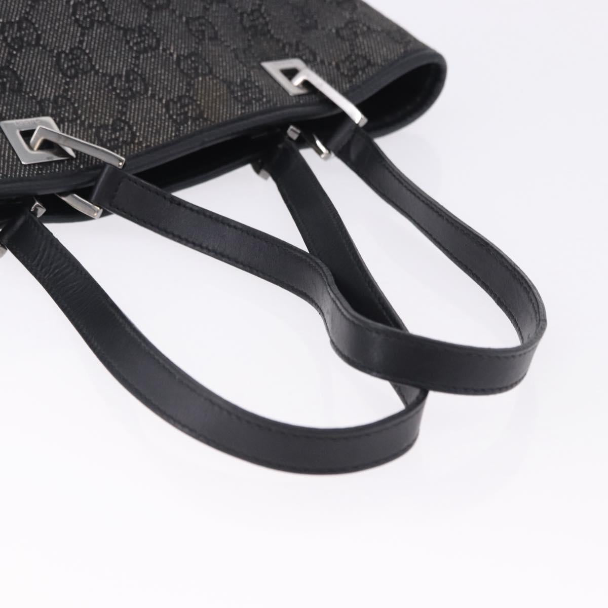 GUCCI GG Canvas Tote Bag Black Silver 31244 Auth 192522