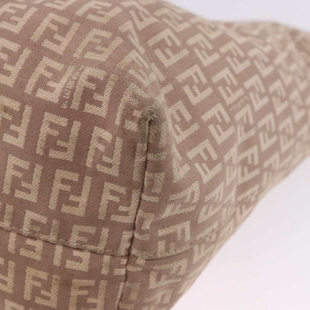 FENDI Zucchino Canvas Tote Bag Pink Gold Auth 192523