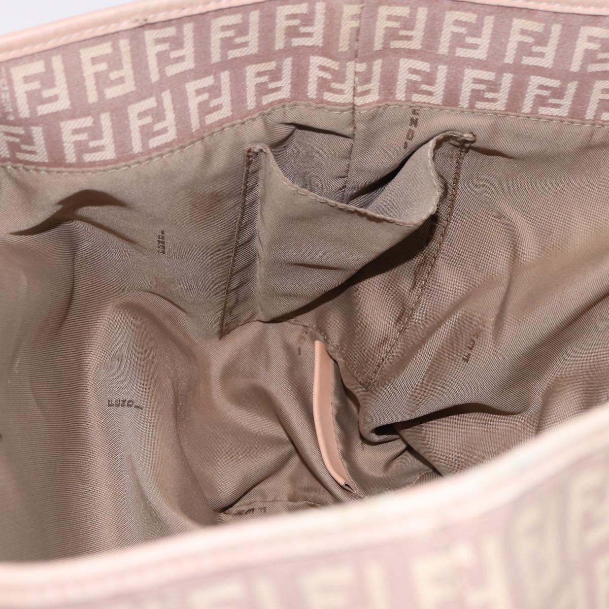 FENDI Zucchino Canvas Tote Bag Pink Gold Auth 192523