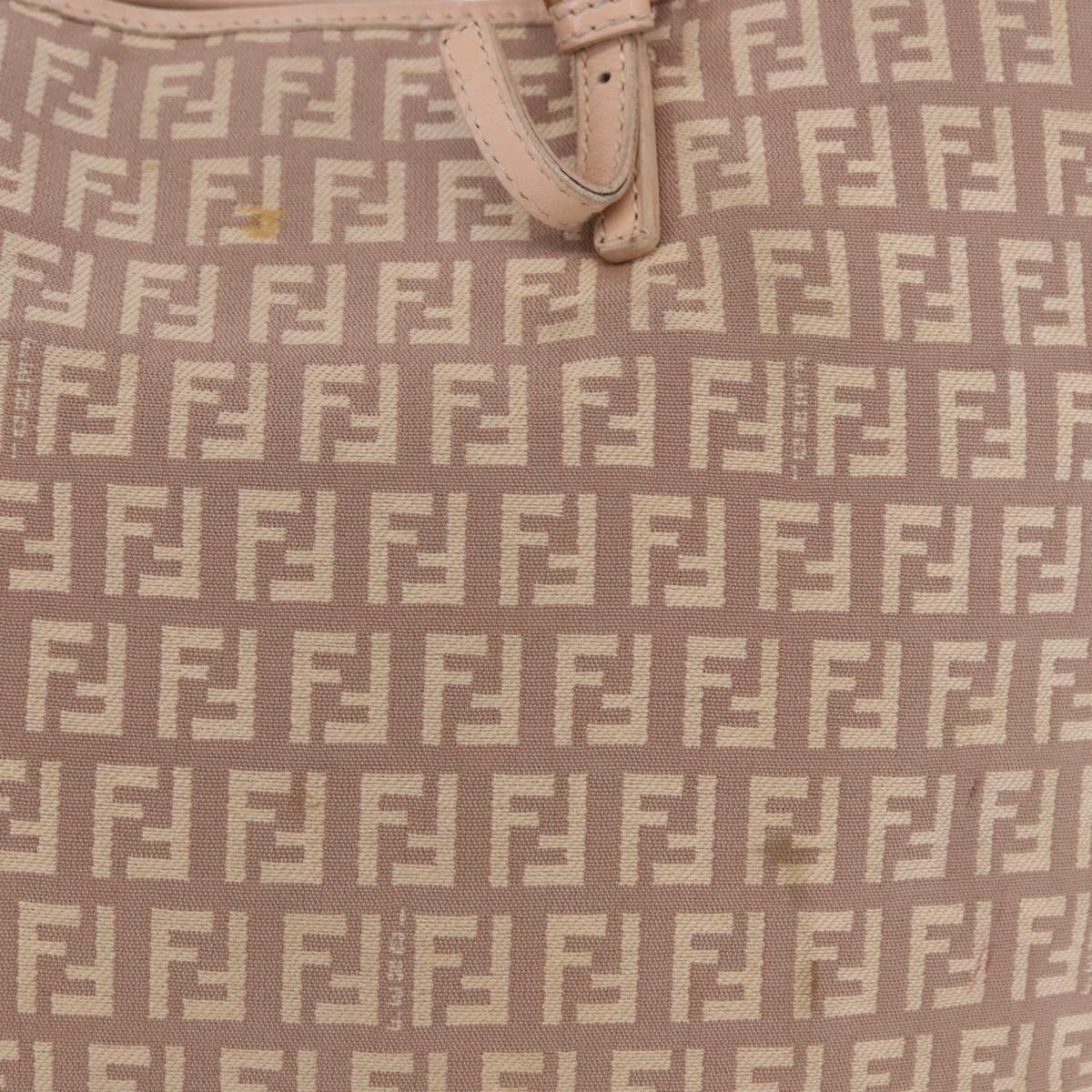FENDI Zucchino Canvas Tote Bag Pink Gold Auth 192523