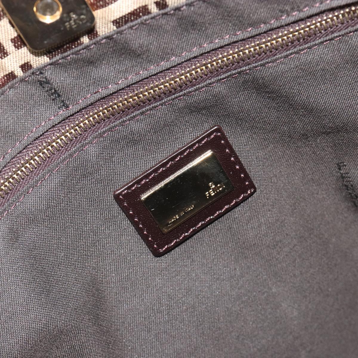 FENDI Zucchino Canvas Hand Bag Beige Gold Auth 192524A