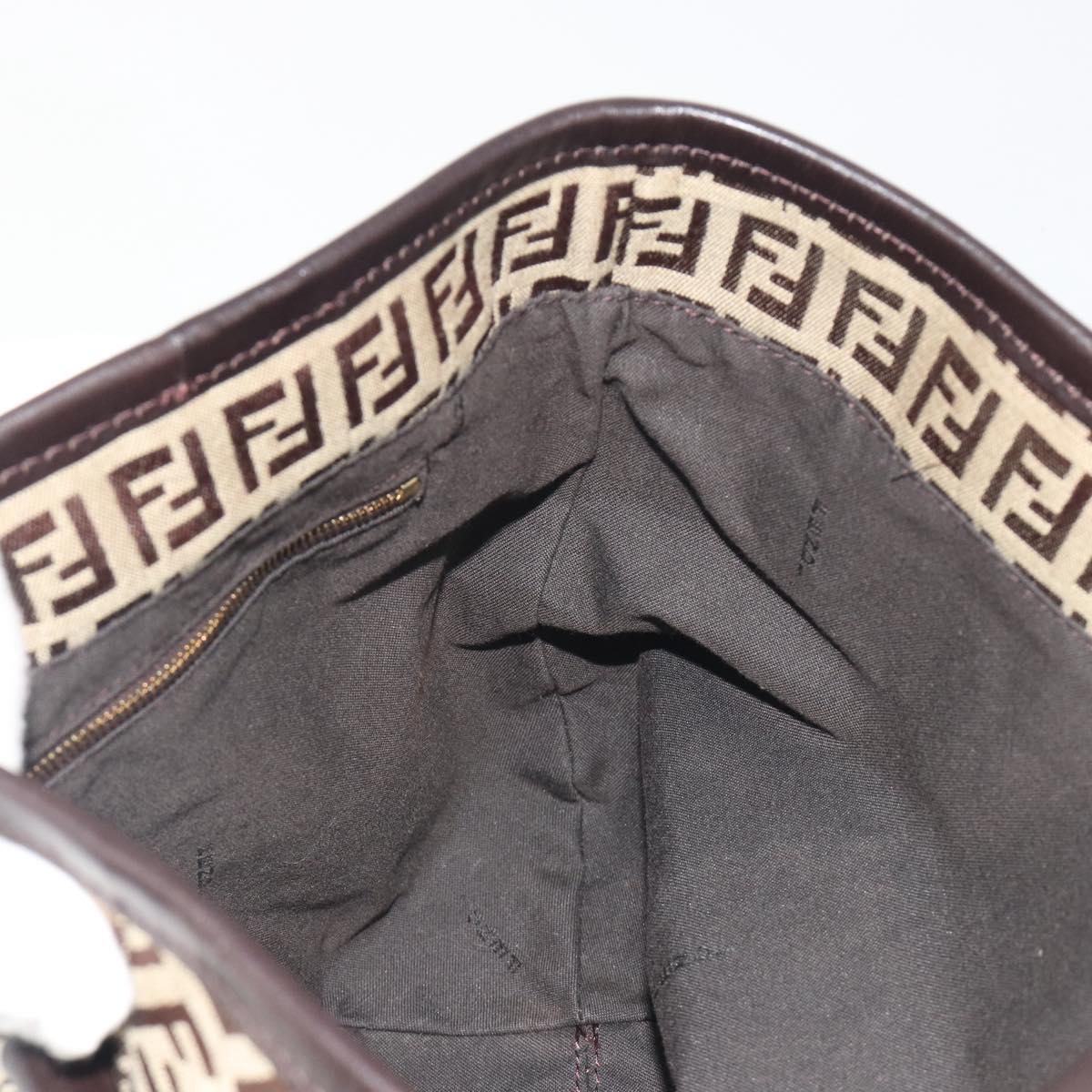 FENDI Zucchino Canvas Hand Bag Beige Gold Auth 192524A